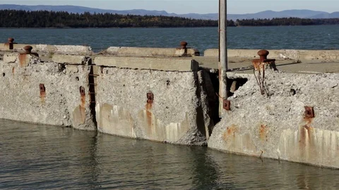 Damaged Old Pier Medium Shot Stock Footage 98328712