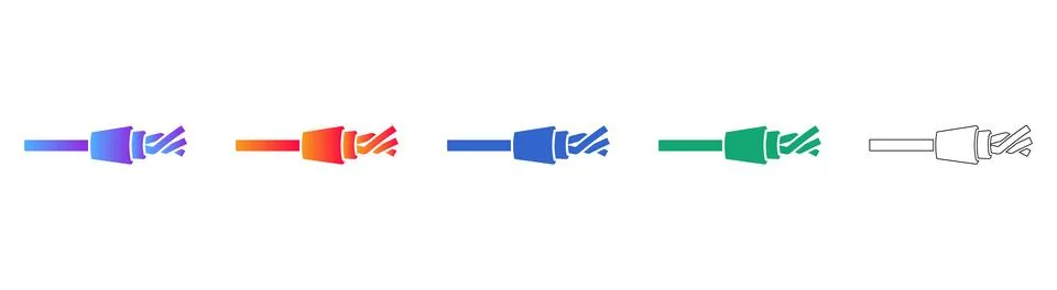 Damaged Optical Fiber Cable End Illustration Set Stock Illustration