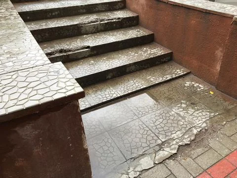Damaged outdoor steps Stock Photos