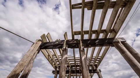 Damaged Pier on a cloudy day Stockbeeldmateriaal 46067762