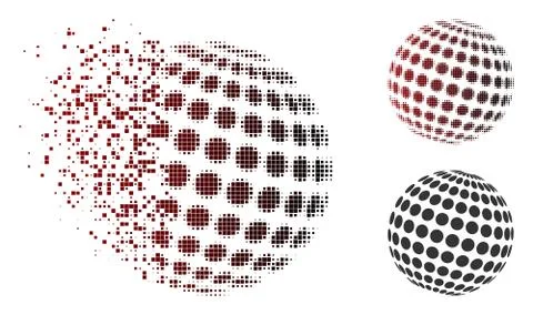 Damaged Pixel Halftone Abstract Dotted Sphere Icon イラスト素材