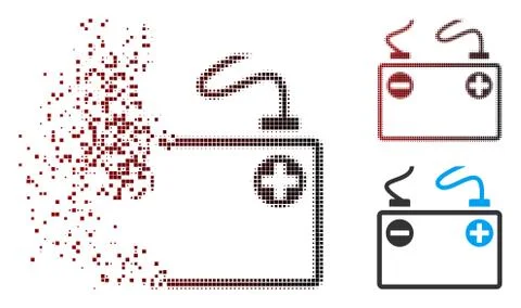 Damaged Pixel Halftone Accumulator Battery Icon Stock-Illustration