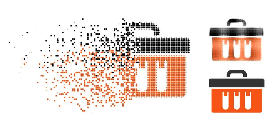 Damaged Pixel Halftone Analysis Tubes Case Icon Illustrazione stock