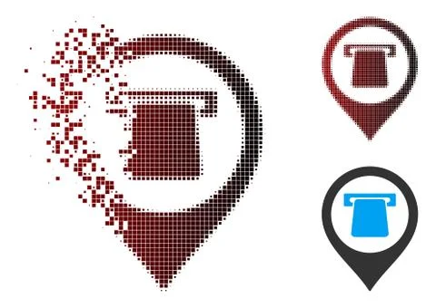 Damaged Pixel Halftone ATM Map Pointer Icon Stock Illustration