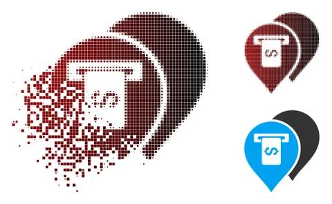 Damaged Pixel Halftone Banking Machine Pointers Icon Stock Illustration