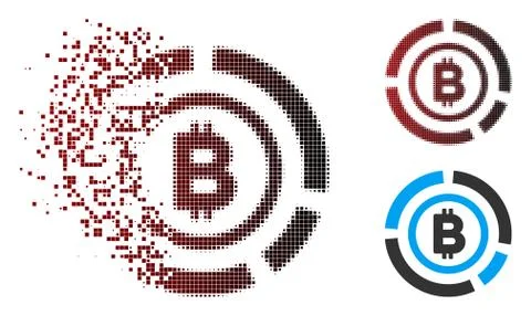Damaged Pixel Halftone Bitcoin Circle Diagram Icon Stock Illustration