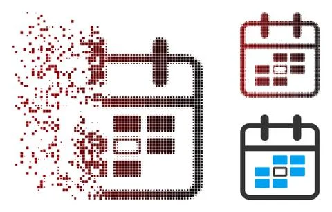 Damaged Pixel Halftone Calendar Date Icon Stock Illustration