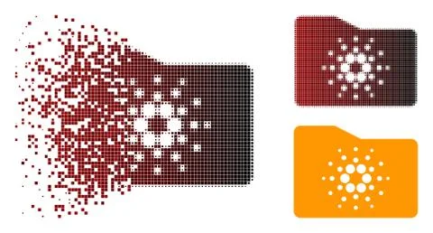Damaged Pixel Halftone Cardano Folder Icon Illustrazione stock