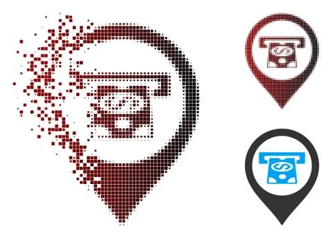 Damaged Pixel Halftone Cash Machine Pointer Icon Illustrazione stock
