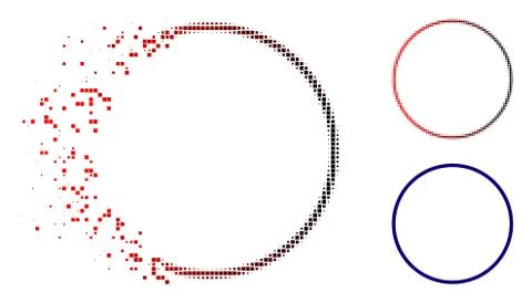 Damaged Pixel Halftone Circle Frame Icon イラスト素材