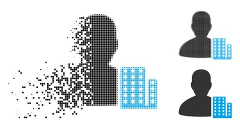 Damaged Pixel Halftone City Architect Icon Stock Illustration