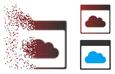 Damaged Pixel Halftone Cloud Calendar Page Icon Stock Illustration