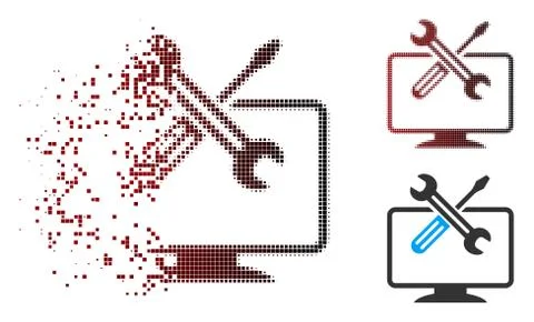 Damaged Pixel Halftone Computer Tools Icon Stock Illustration