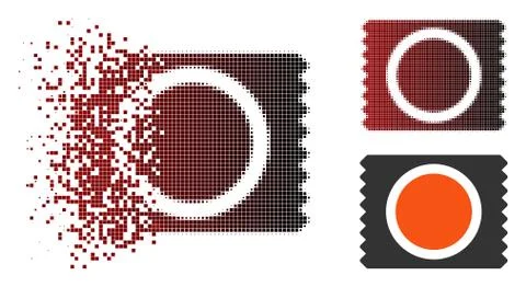 Damaged Pixel Halftone Condom Pack Icon Stock-Illustration