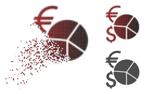 Damaged Pixel Halftone Currency Pie Chart Icon Stock Illustration