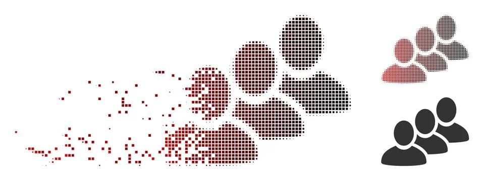 Damaged Pixel Halftone Customer Queue Icon Stock Illustration