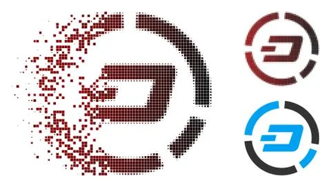 Damaged Pixel Halftone Dash Pie Chart Icon Stock Illustration