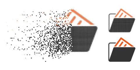 Damaged Pixel Halftone Document Folder Icon Stock Illustration