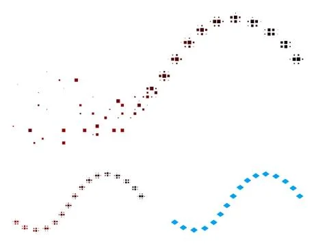 Damaged Pixel Halftone Dotted Function Line Icon Stock Illustration