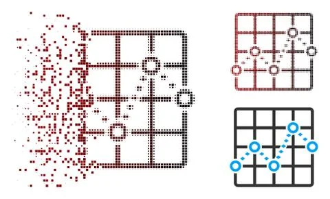 Damaged Pixel Halftone Dotted Line Grid Plot Icon Ilustración de archivo
