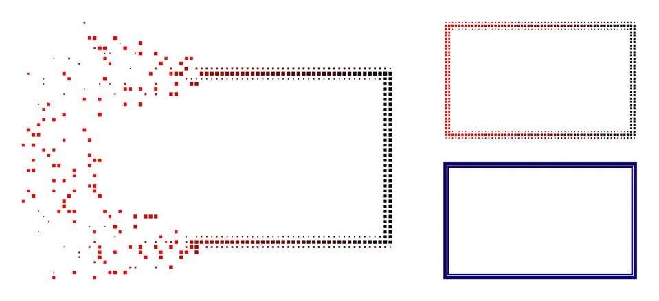 Damaged Pixel Halftone Double Rectangle Frame Icon 스톡 일러스트