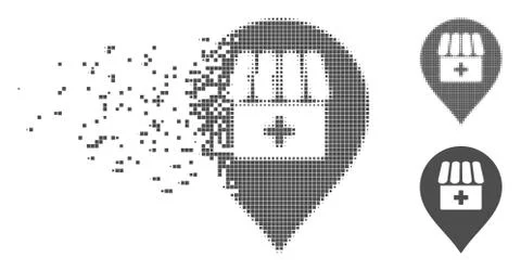 Damaged Pixel Halftone Drugstore Map Marker Icon 库存插图