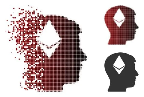 Damaged Pixel Halftone Ethereum Thinking Head Icon Illustrazione stock
