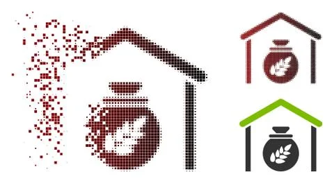 Damaged Pixel Halftone Grain Storage Icon Stock Illustration