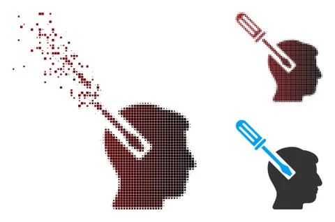 Damaged Pixel Halftone Head Screwdriver Tuning Icon Stock Illustration