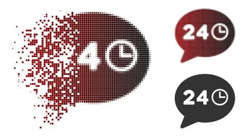 Damaged Pixel Halftone Message Hours Icon Stock Illustration