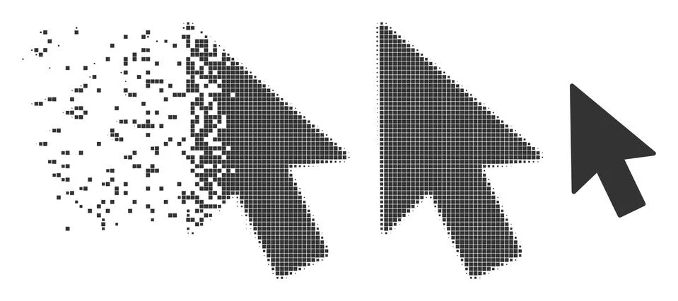 Damaged Pixel Halftone Mouse Cursor Icon Illustrazione stock