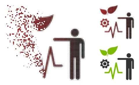 Damaged Pixel Halftone Object Analysis Icon Illustrazione stock