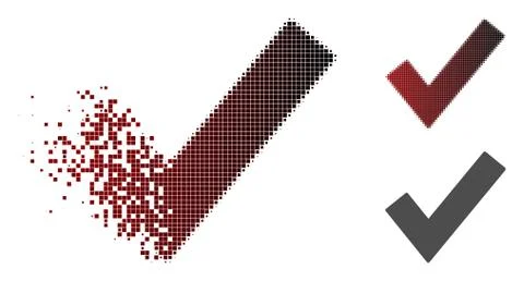 Damaged Pixel Halftone OK Tick Icon Stock Illustration