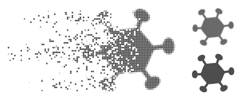 Damaged Pixel Halftone Parasite Microbe Icon Stock Illustration
