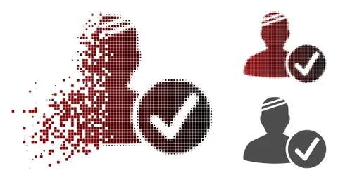 Damaged Pixel Halftone Patient Valid Icon Stock Illustration