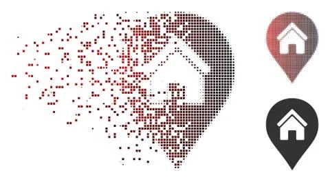 Damaged Pixel Halftone Realty Map Marker Icon Ilustración de archivo