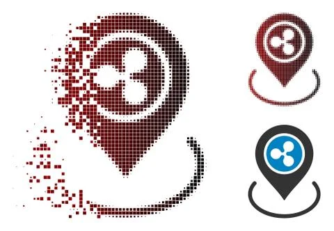 Damaged Pixel Halftone Ripple Location Icon Stock Illustration