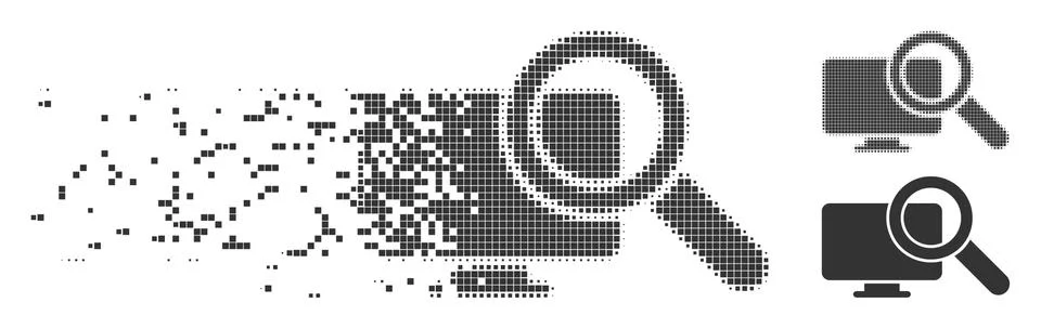 Damaged Pixel Halftone Search Computer Icon Stock Illustration