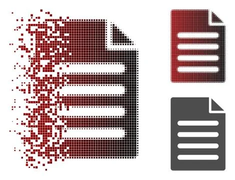 Damaged Pixel Halftone Text Page Icon Stock Illustration