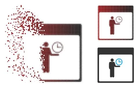 Damaged Pixel Halftone Time Manager Calendar Page Icon Illustrazione stock