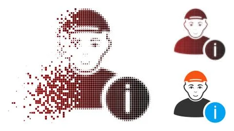 Damaged Pixel Halftone User Info Icon with Face Illustrazione stock