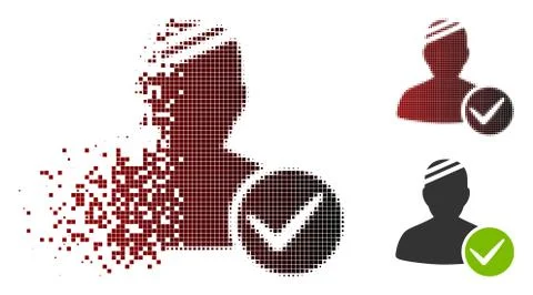Damaged Pixel Halftone Valid Patient Icon Stock Illustration