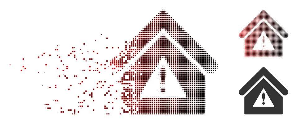 Damaged Pixel Halftone Warning Building Icon Ilustración de archivo