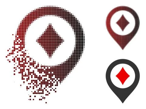 Damaged Pixelated Halftone Casino Map Pointer Icon 库存插图