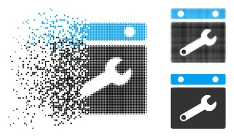 Damaged Pixelated Halftone Date Options Icon Stock Illustration