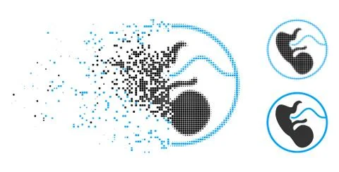 Damaged Pixelated Halftone Embryo Icon Stock Illustration