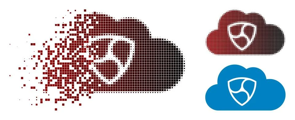 Damaged Pixelated Halftone NEM Cloud Icon Stock Illustration