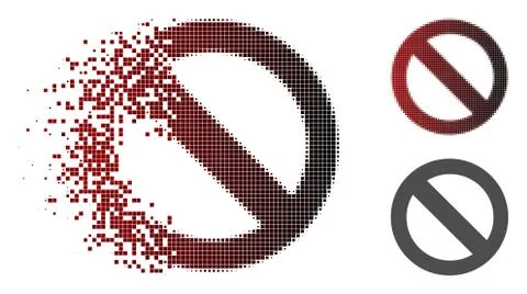 Damaged Pixelated Halftone No Sign Icon Stock Illustration