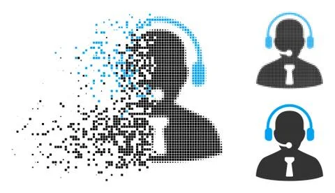 Damaged Pixelated Halftone Reception Operator Icon Illustrazione stock