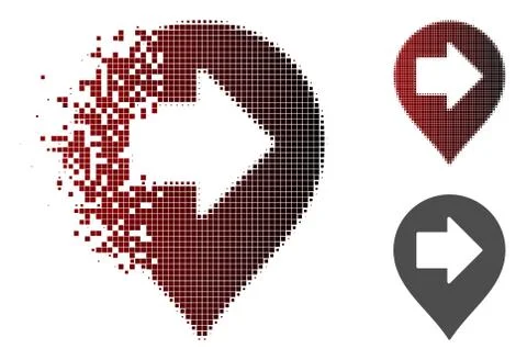 Damaged Pixelated Halftone Right Arrow Marker Icon Illustrazione stock